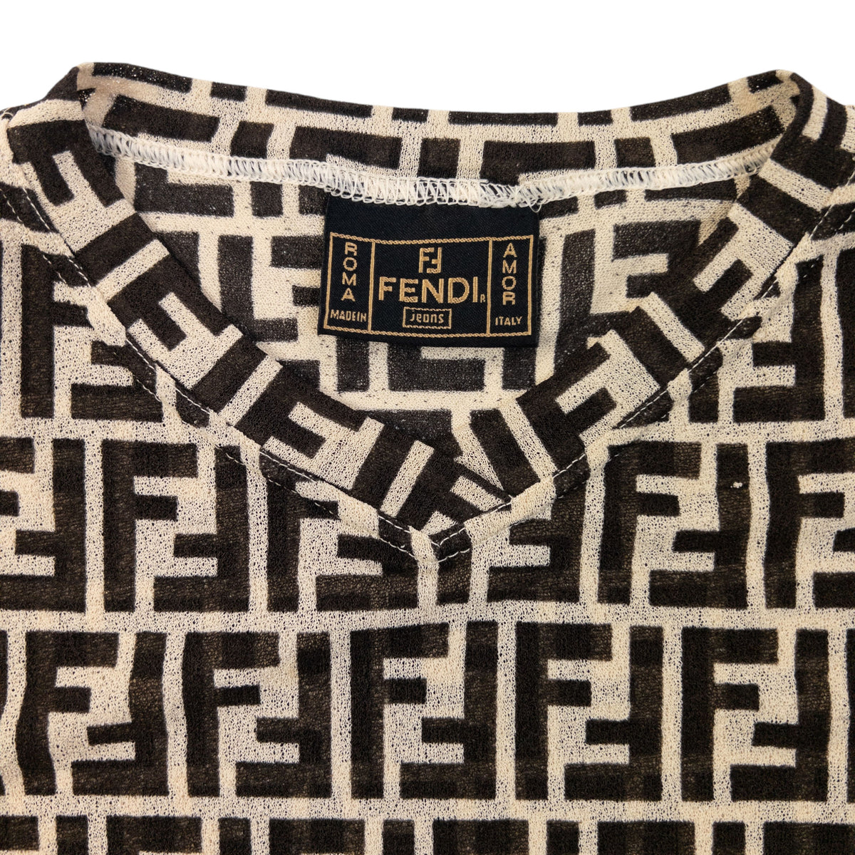 Vintage 90s Fendi Monogram Mesh T Shirt Womens Size S