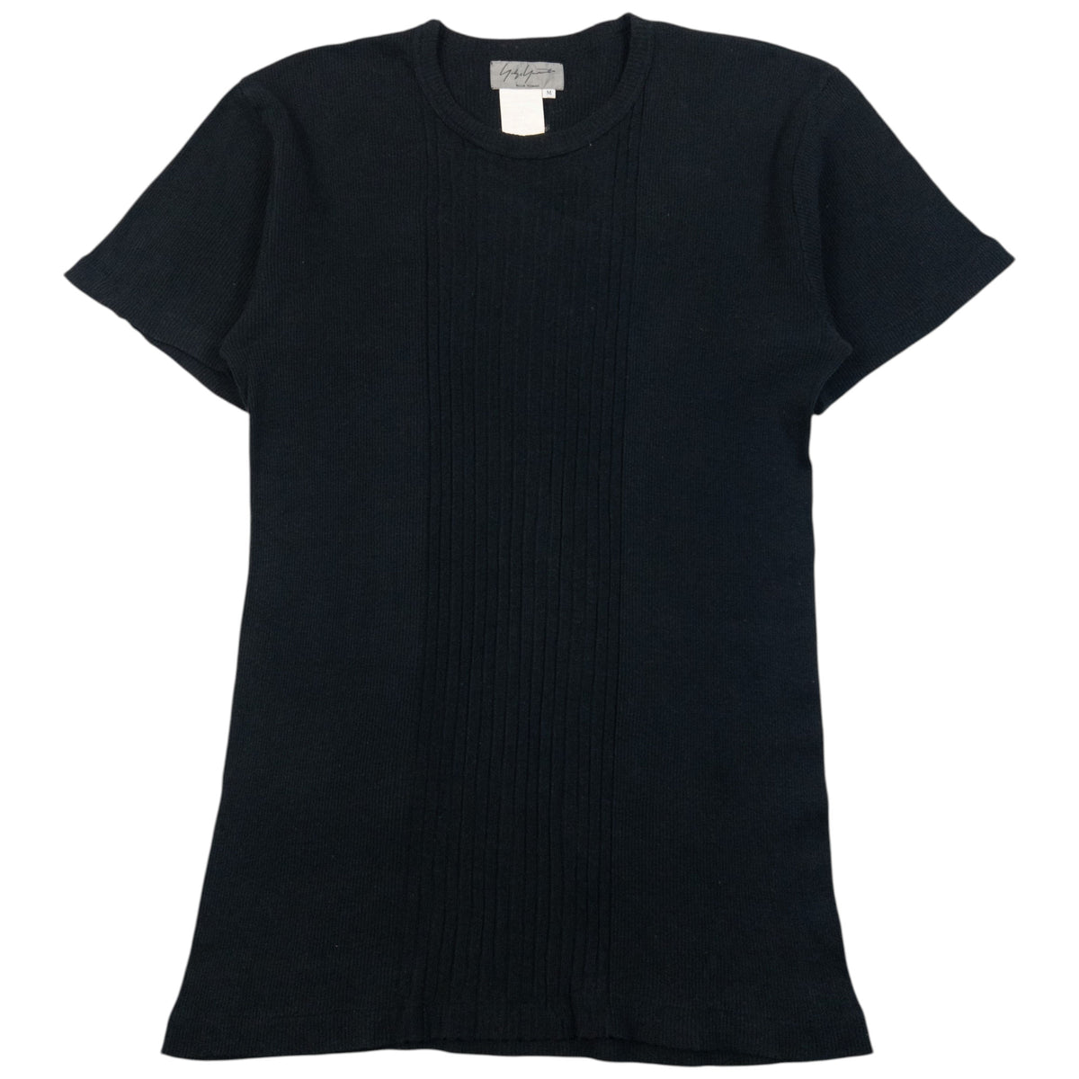 Vintage 90s Yohji Yamamoto Ribbed T Shirt in black (cotton)