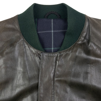 Vintage Burberry Leather Bomber Jacket Size XL