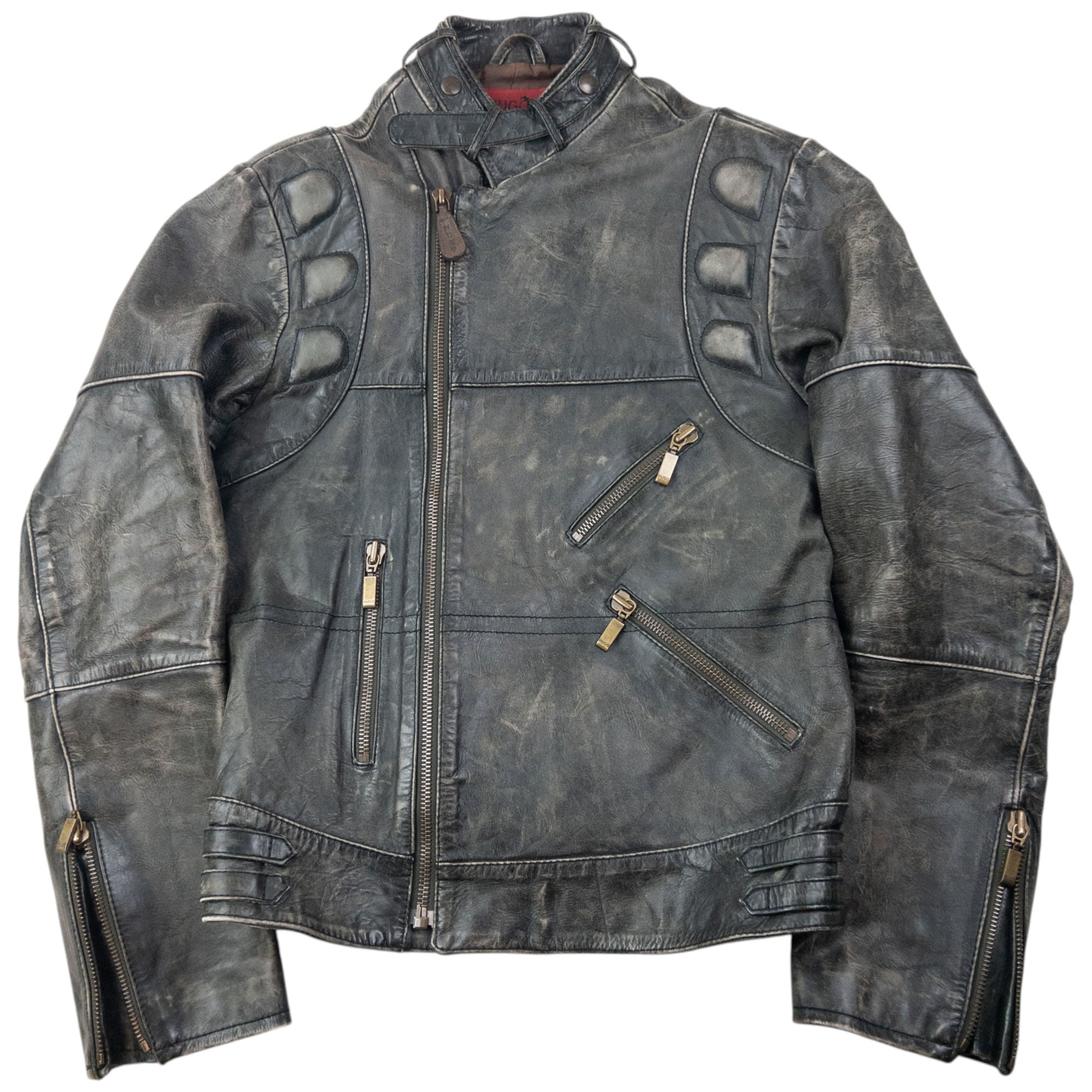 Vintage 90s Hugo Boss Zip Up Leather Jacket Size S
