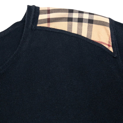 Vintage Burberry Nova Check Shoulder Patch Jumper Size M