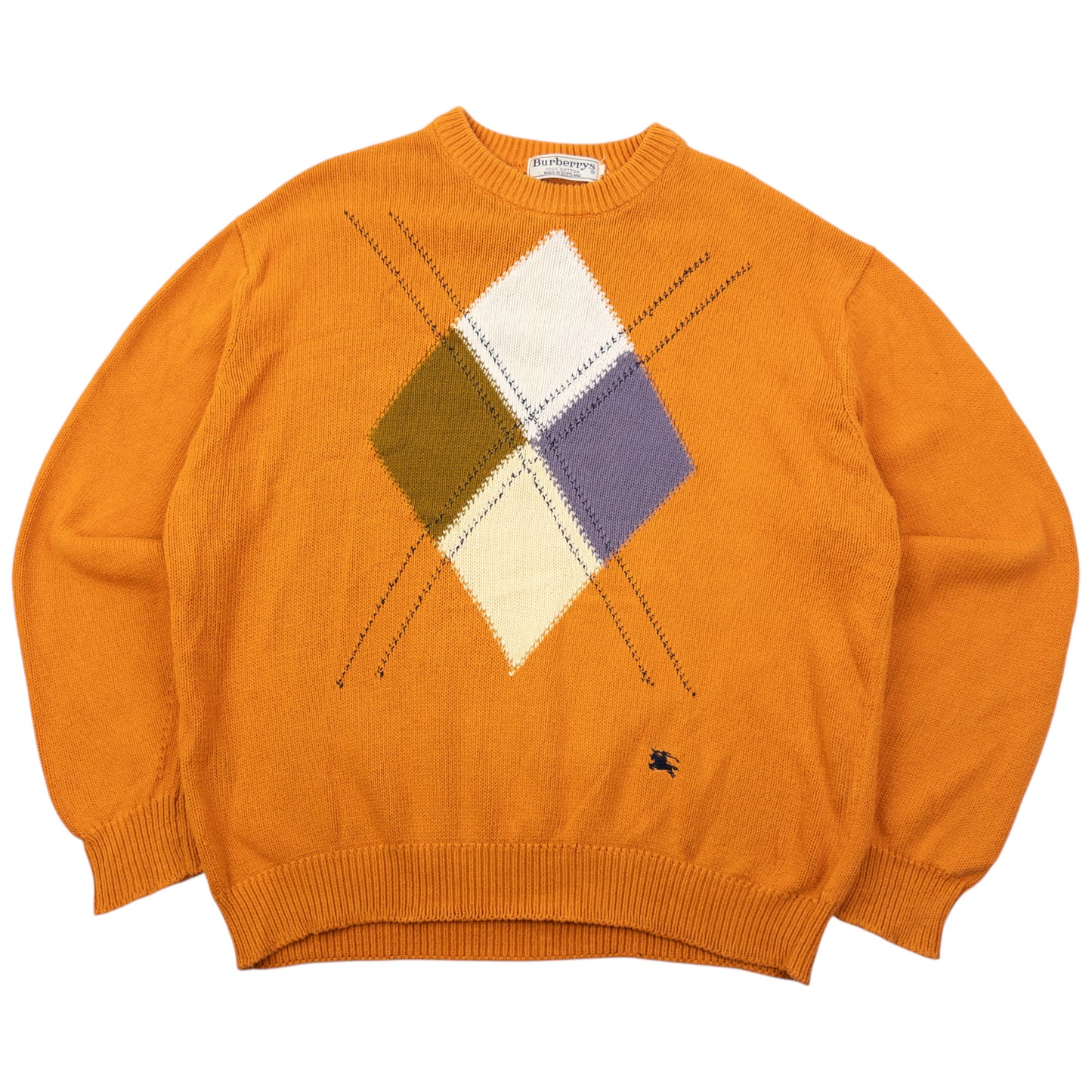 Vintage 90s Burberry Argyle Knit Jumper Size M