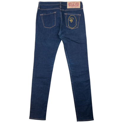 Vintage Bape Embroidered Denim Skinny Jeans Size XS