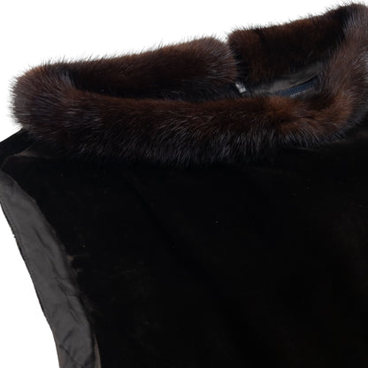 Vintage 2000s Burberry Fur Collar Velour Dress Womens Size S