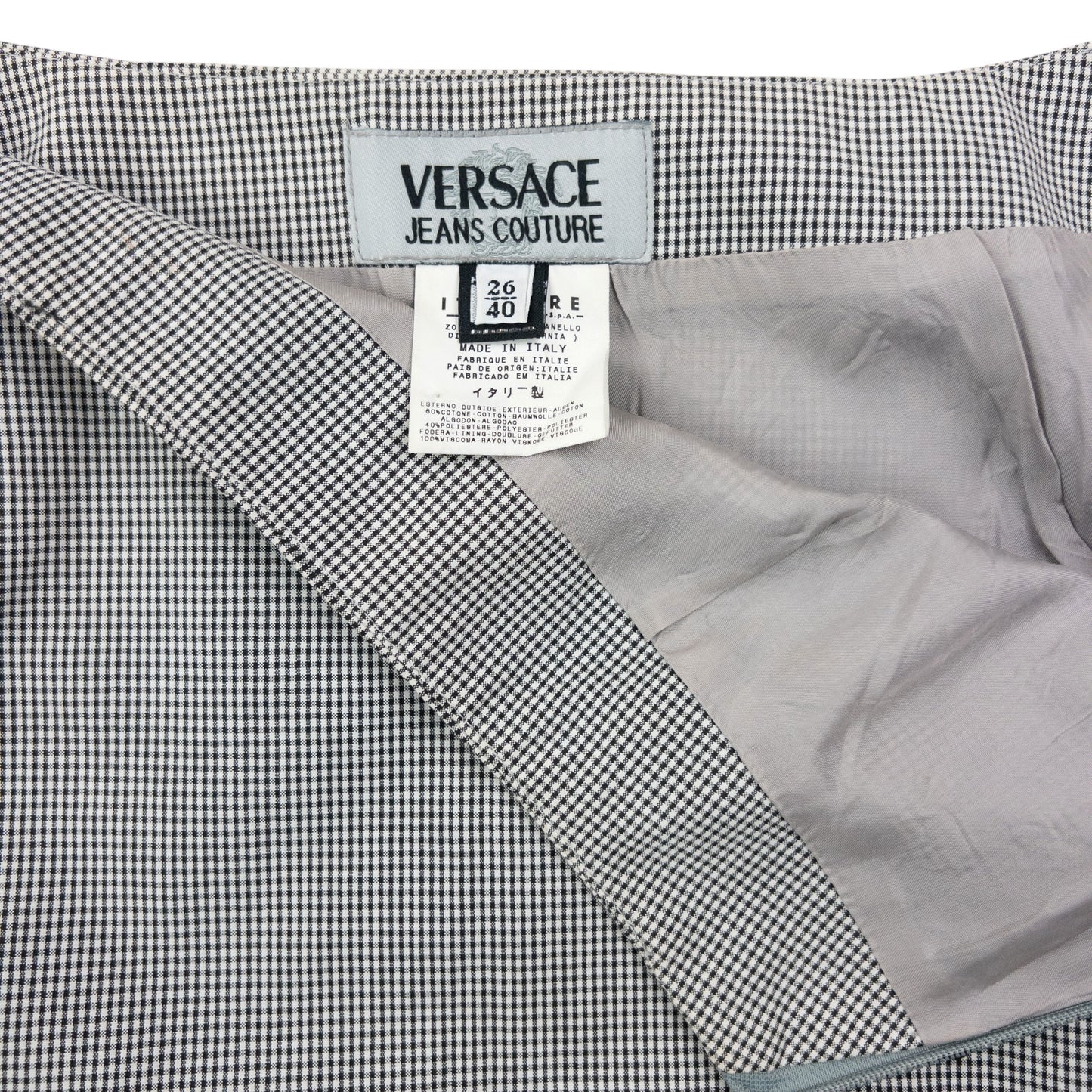 Vintage 2000s Versace Jeans Couture Checkered Skirt Womens Size W24