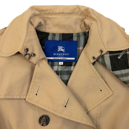 Vintage 2000s Burberry Blue Label Nova Check Lined Trench Jacket Womens Size XS