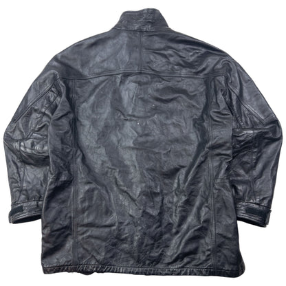 Vintage 80s Armani Jeans Zip Up Leather Jacket Size XL