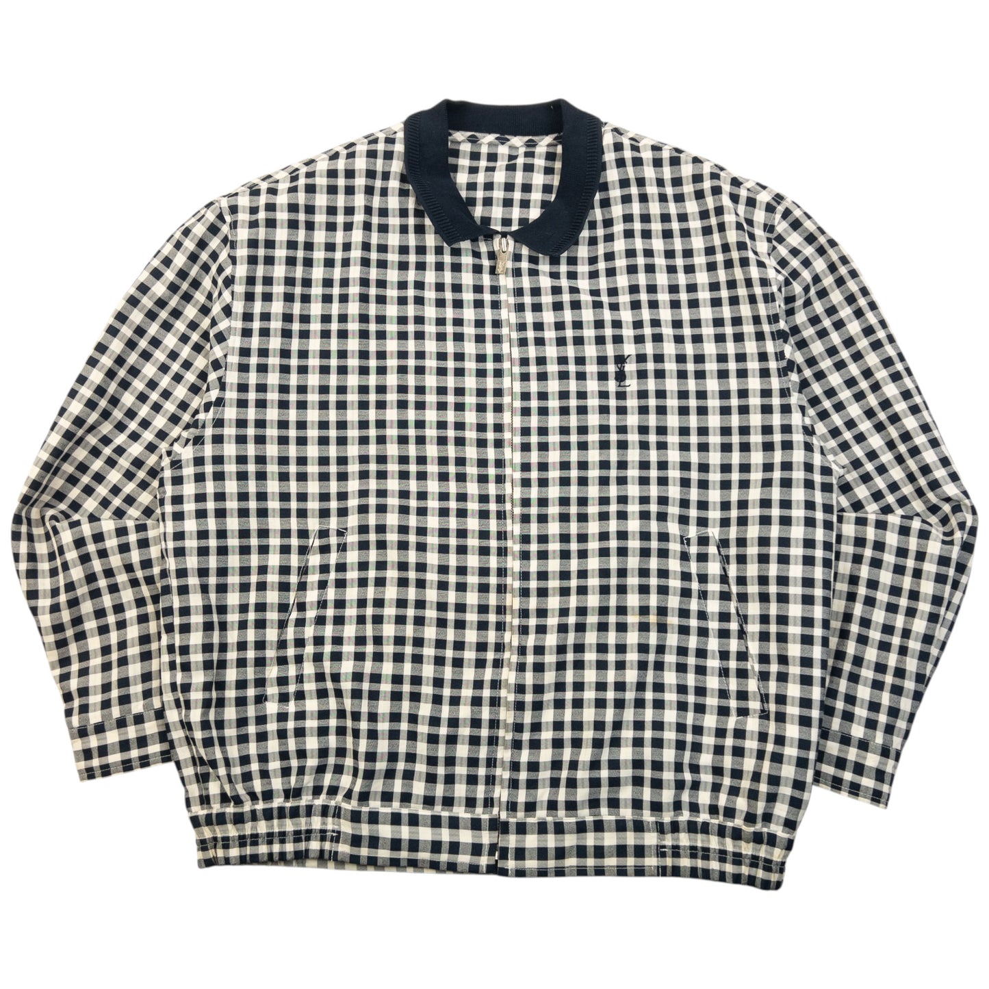 Vintage 90s YSL Yves Saint Laurent Checkered Harrington Jacket Size M