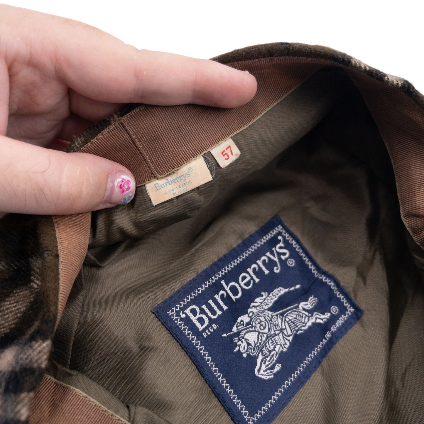Vintage 90s Burberry Nova Check Wool Flat-Cap Hat