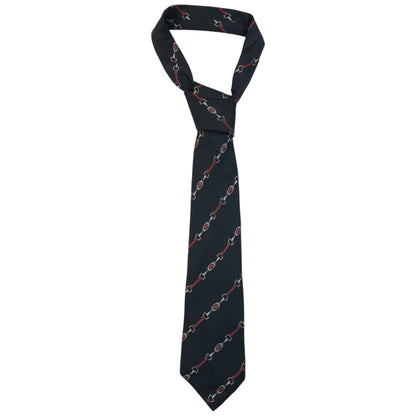 Vintage 80s Gucci Horse Bit Striped Silk Tie