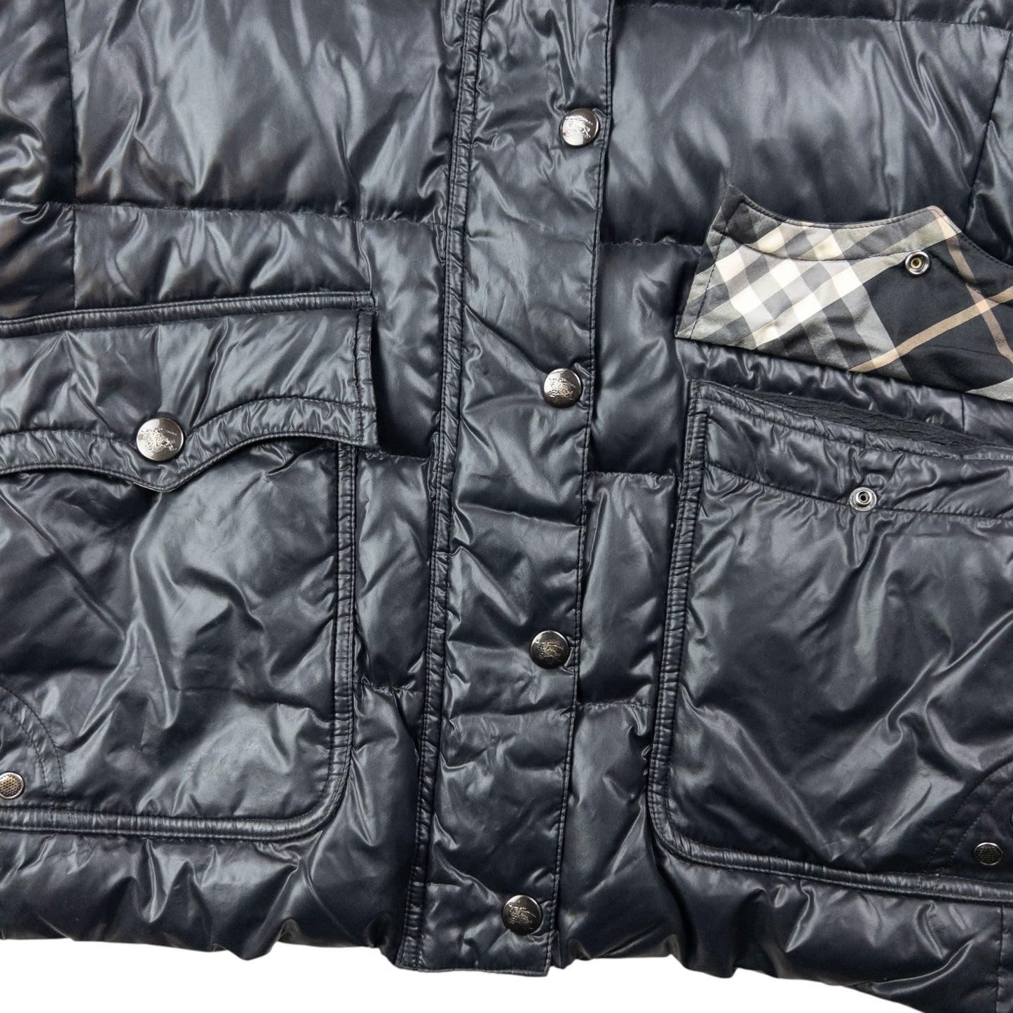 Vintage 2000s Burberry Blue Label Fur Hood Puffer Jacket Womens Size M