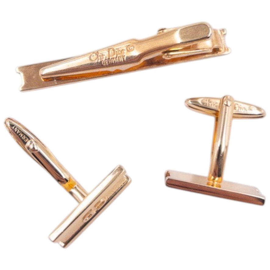Vintage Dior Cuff Links & Tie Clip Set