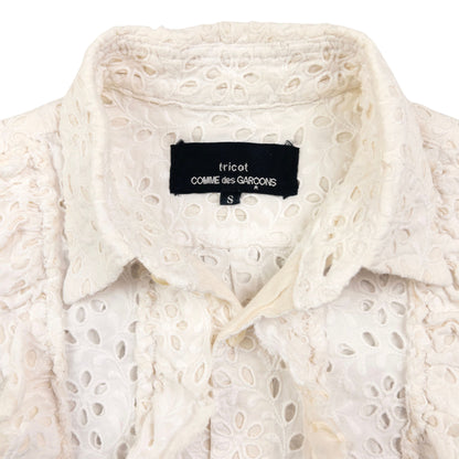 Vintage Comme Des Garçons Tricot Lace Flounce Shirt Womens Size S