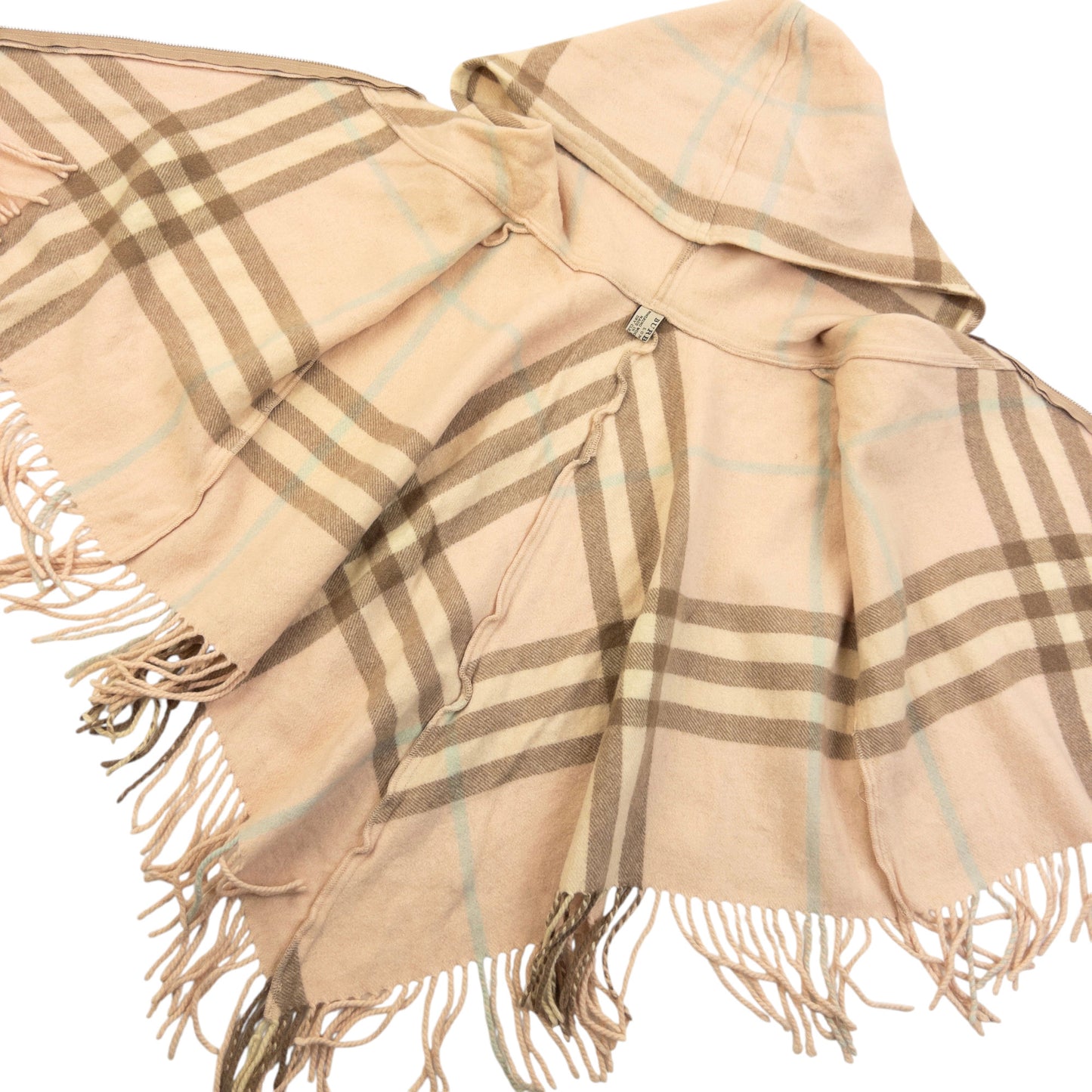 Vintage 2000s Burberry Nova Check Tassel Trim Poncho