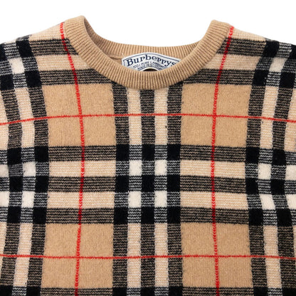 Vintage 90s Burberry Nova Check Wool Jumper Womens Size M