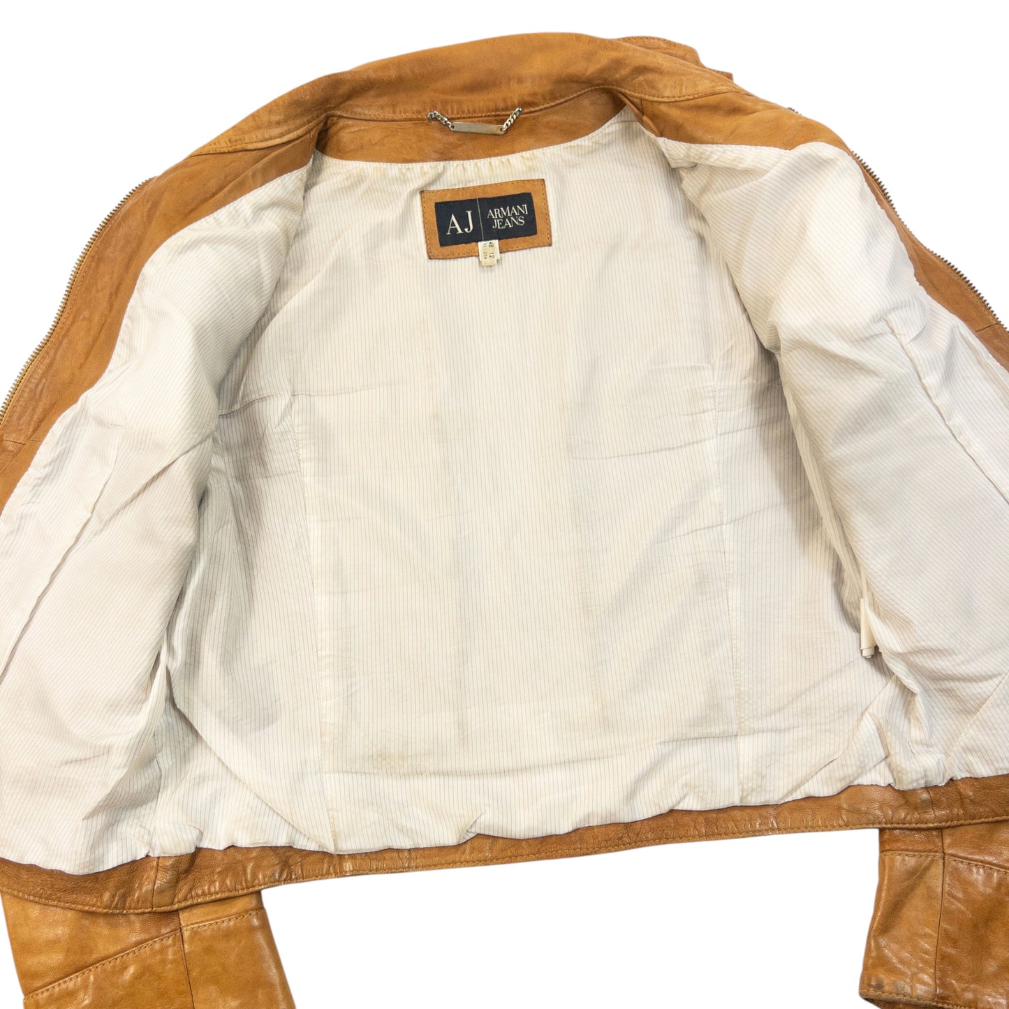 Vintage 2000s Armani Jeans Zip Up Leather Jacket Womens Size M
