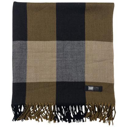 Vintage 2000s Issey Miyake Checkered Tassel Scarf