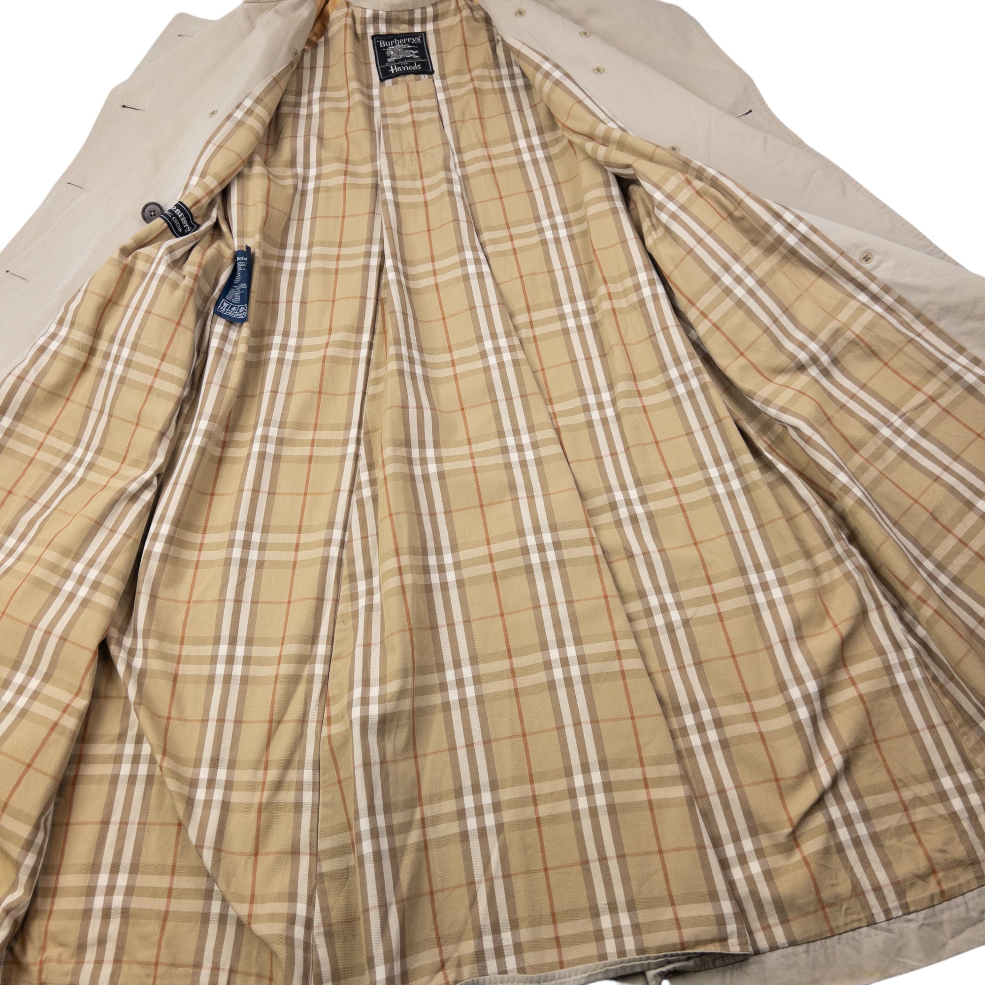 Vintage 90s Burberry Nova Check Lined Belted Trench Coat Womens Size XL