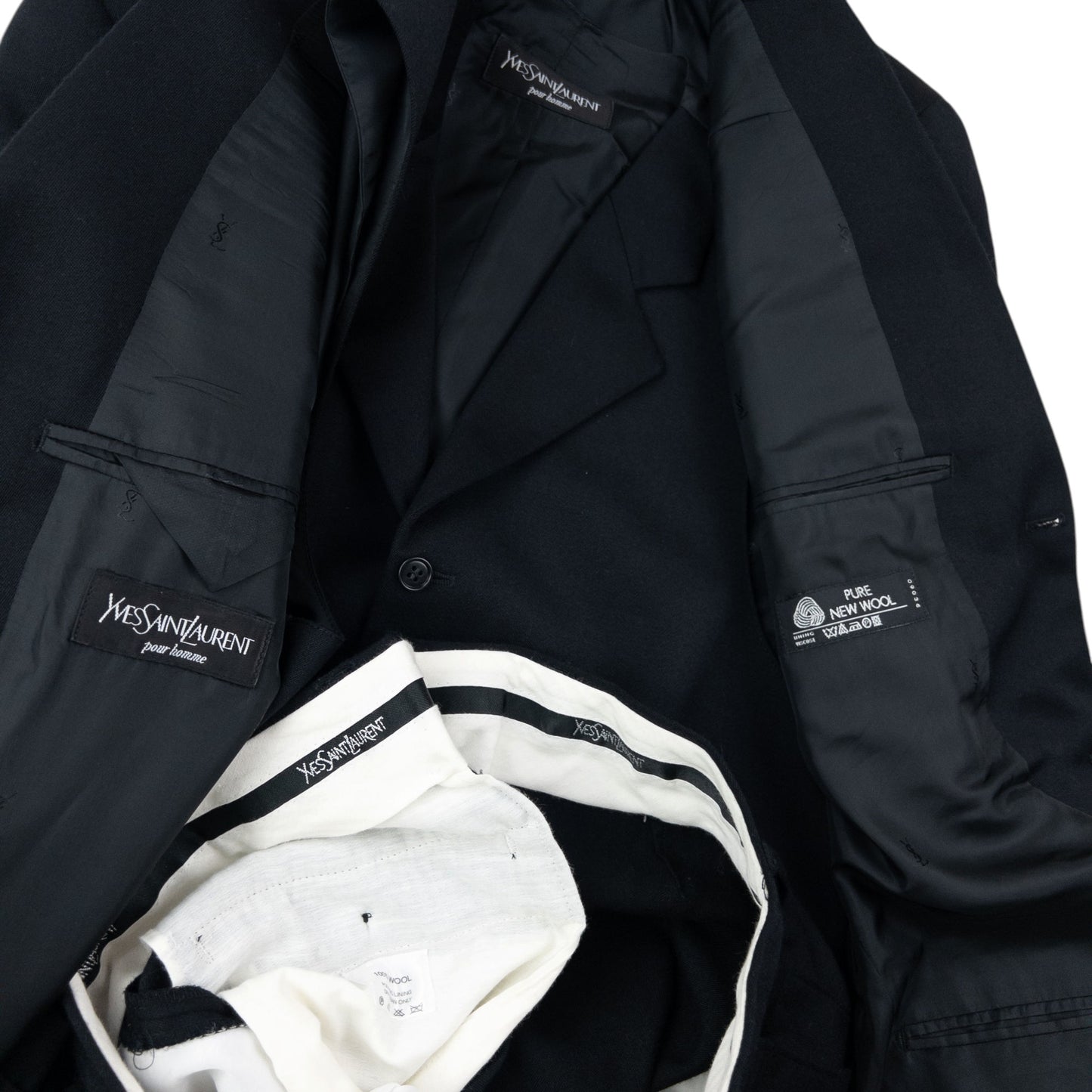 Vintage 90s YSL Yves Saint Laurent Three Piece Wool Suit Set Size M