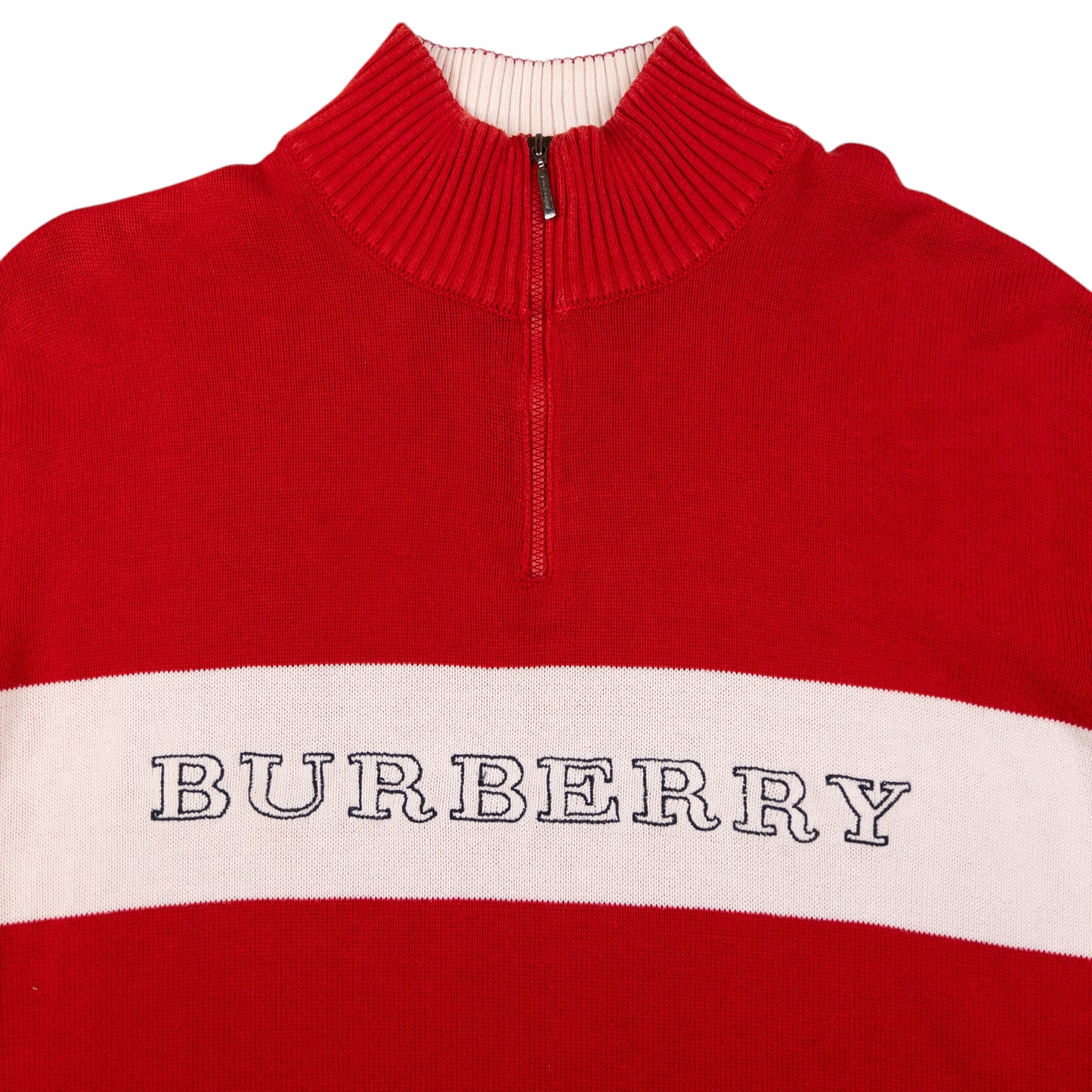 Vintage Burberry Embroidered Q Zip Jumper Size