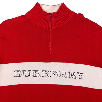 Vintage Burberry Embroidered Q Zip Jumper Size
