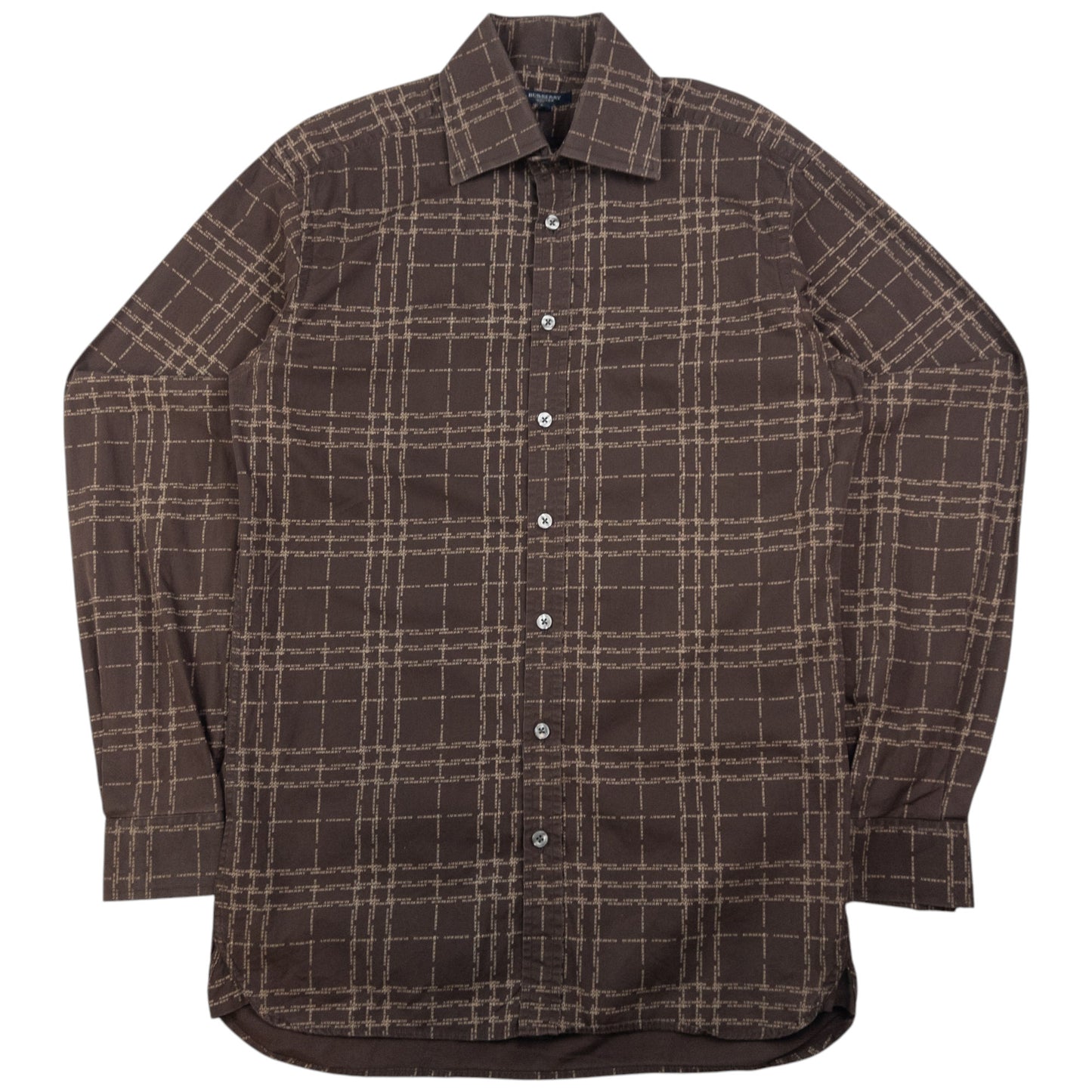 Vintage Burberry Nova Check Monogram Long Sleeve Button Up Shirt Size M