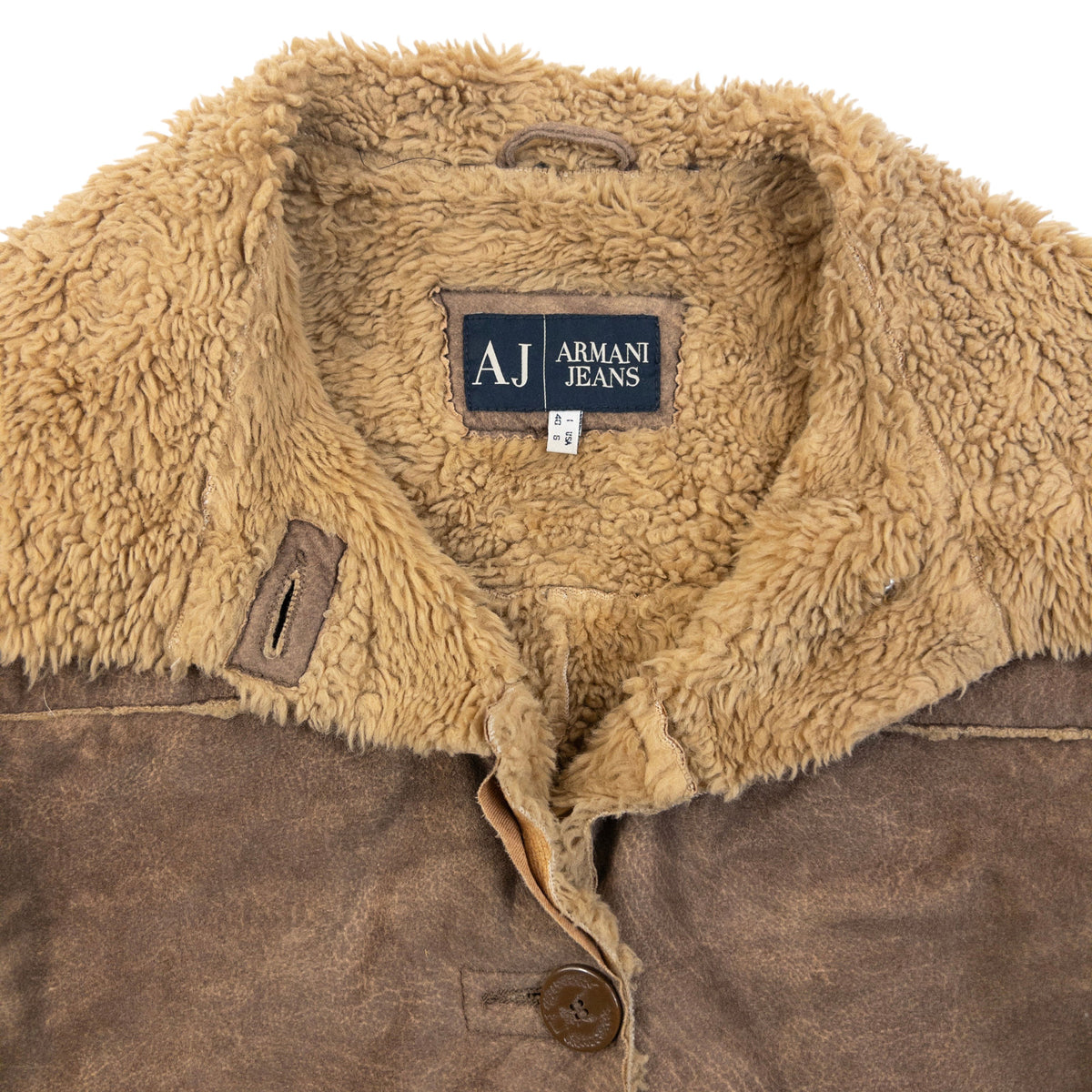 Vintage 2000s Armani Jeans Fleece Lined Jacket in brown, photo 3