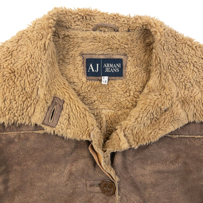 Vintage 2000s Armani Jeans Fleece Lined Jacket in brown, photo 3
