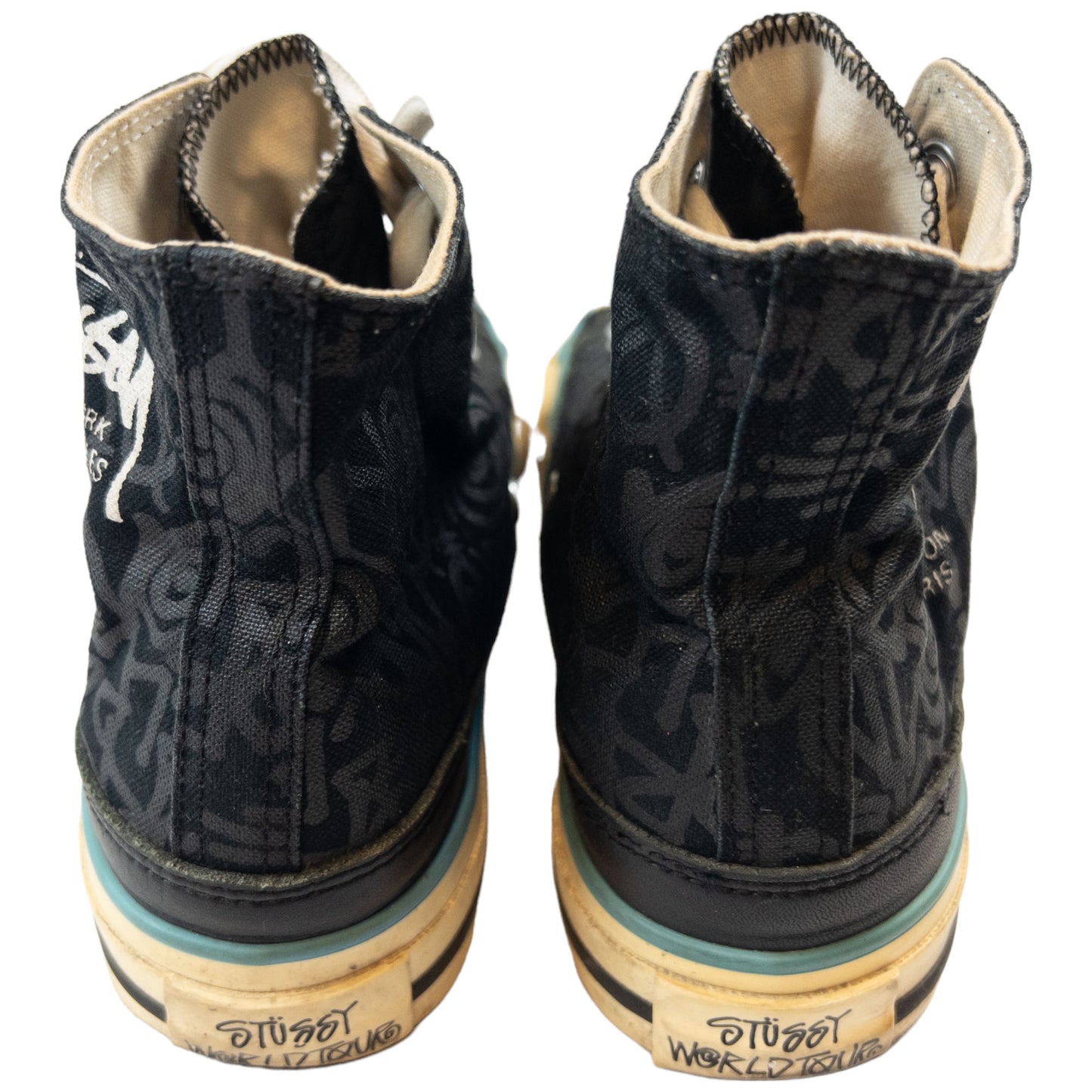Vintage Stussy World Tour High Top Trainers Size UK 9