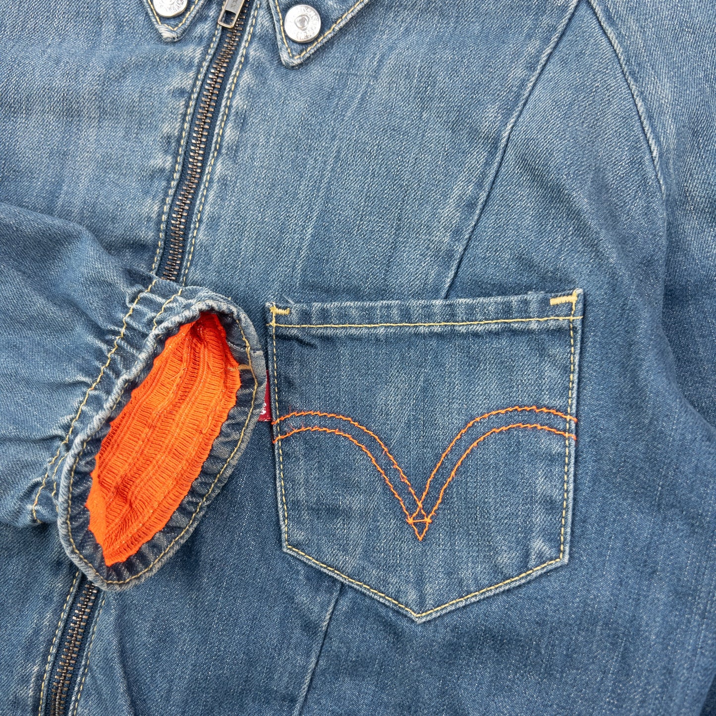 Vintage 2000s Levi's Zip Up Cropped Denim Jacket Womens Size M