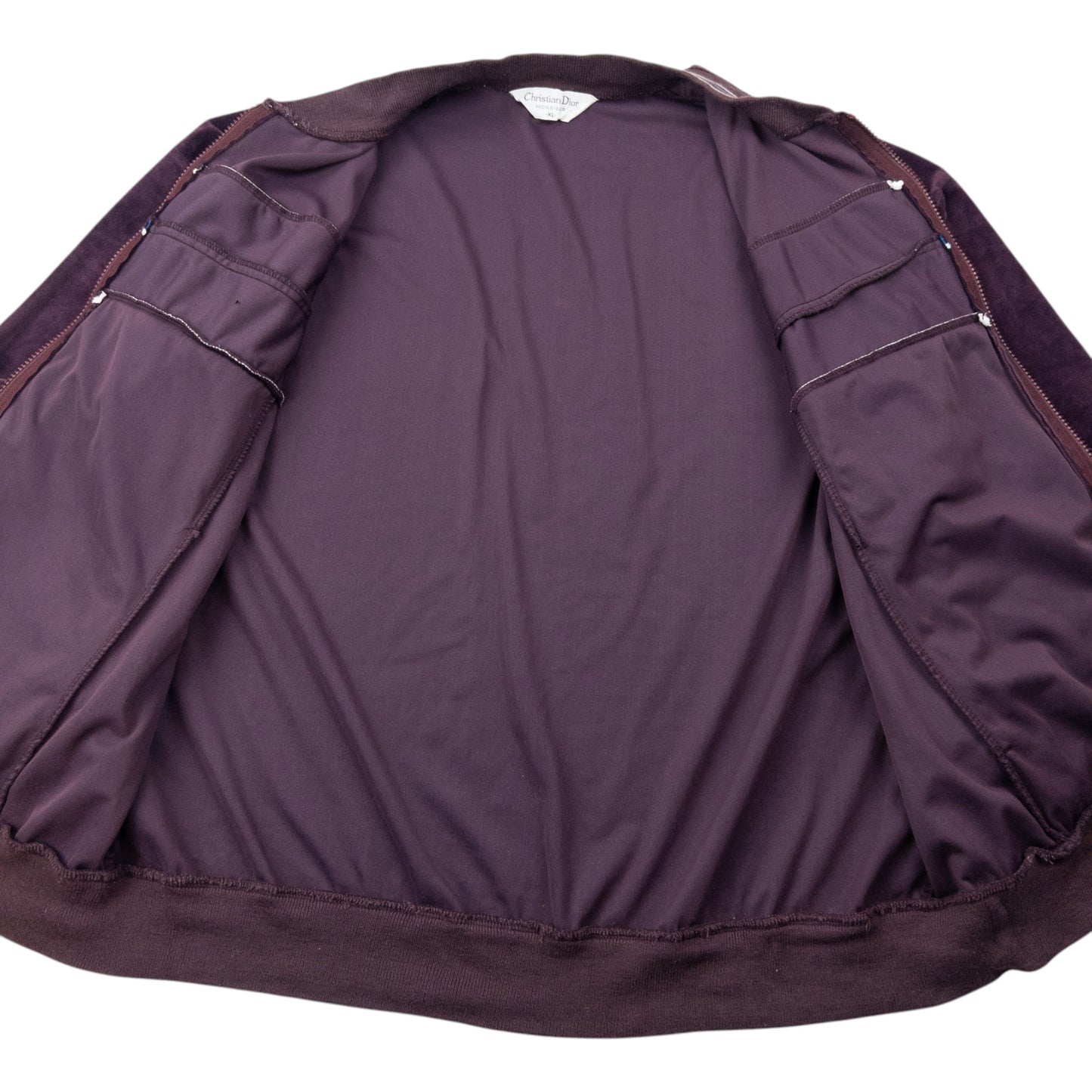 Vintage 80s Dior Monsieur Zip Up Velour Bomber Jacket Size L