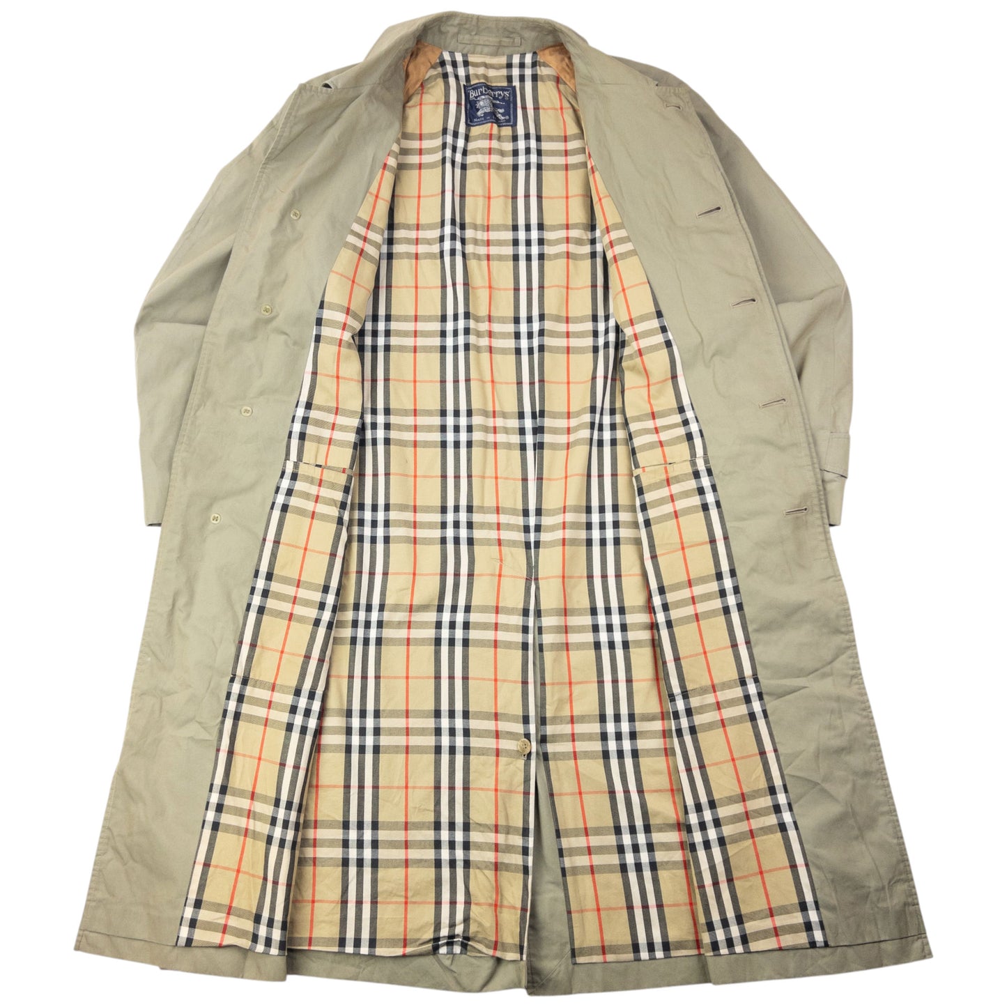 Vintage 90s Burberry Nova Check Lined Trench Jacket Size XL