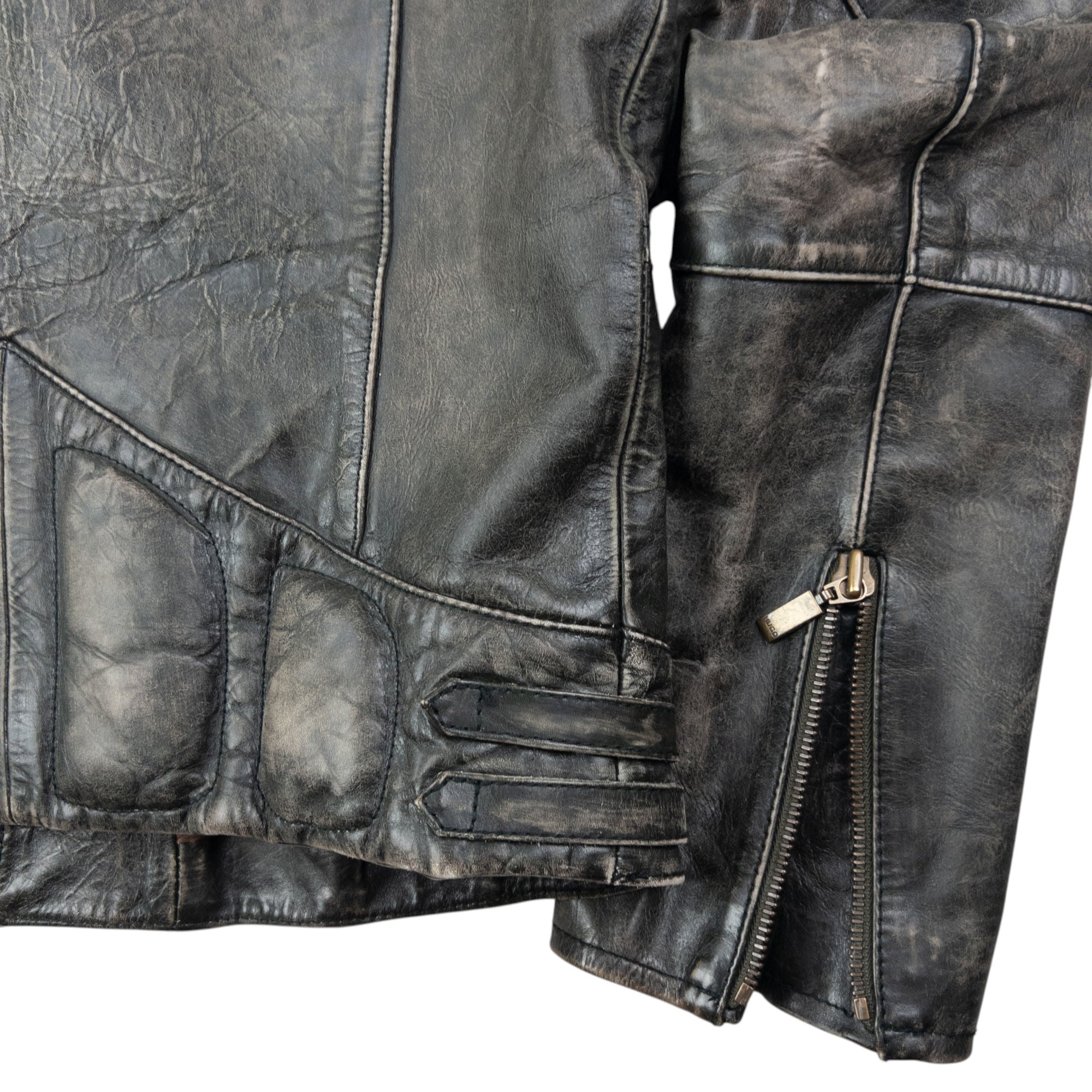 Vintage 90s Hugo Boss Zip Up Leather Jacket Size S