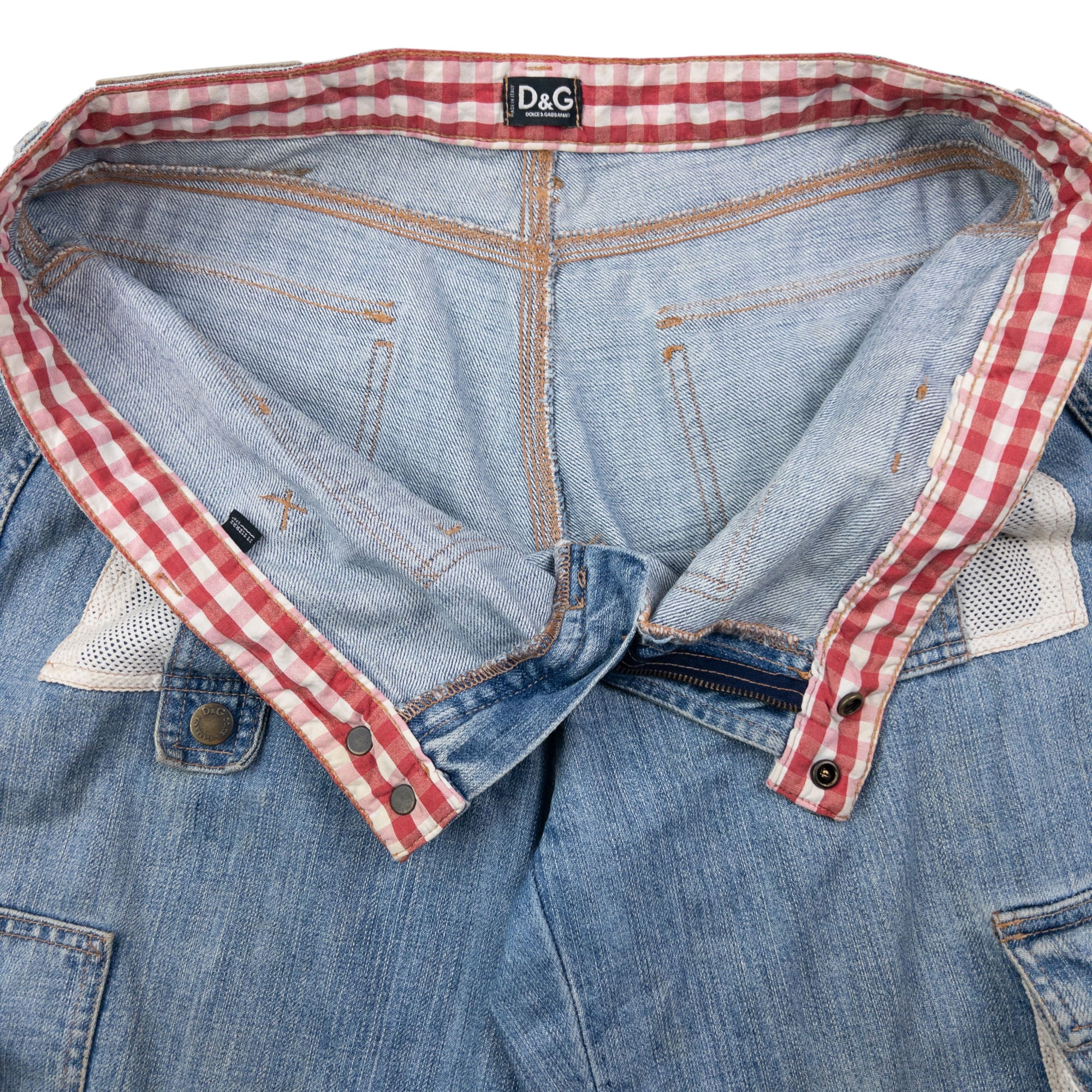 Vintage 2000s Dolce & Gabbana Mesh Cargo Pocket Denim Jeans Size W38