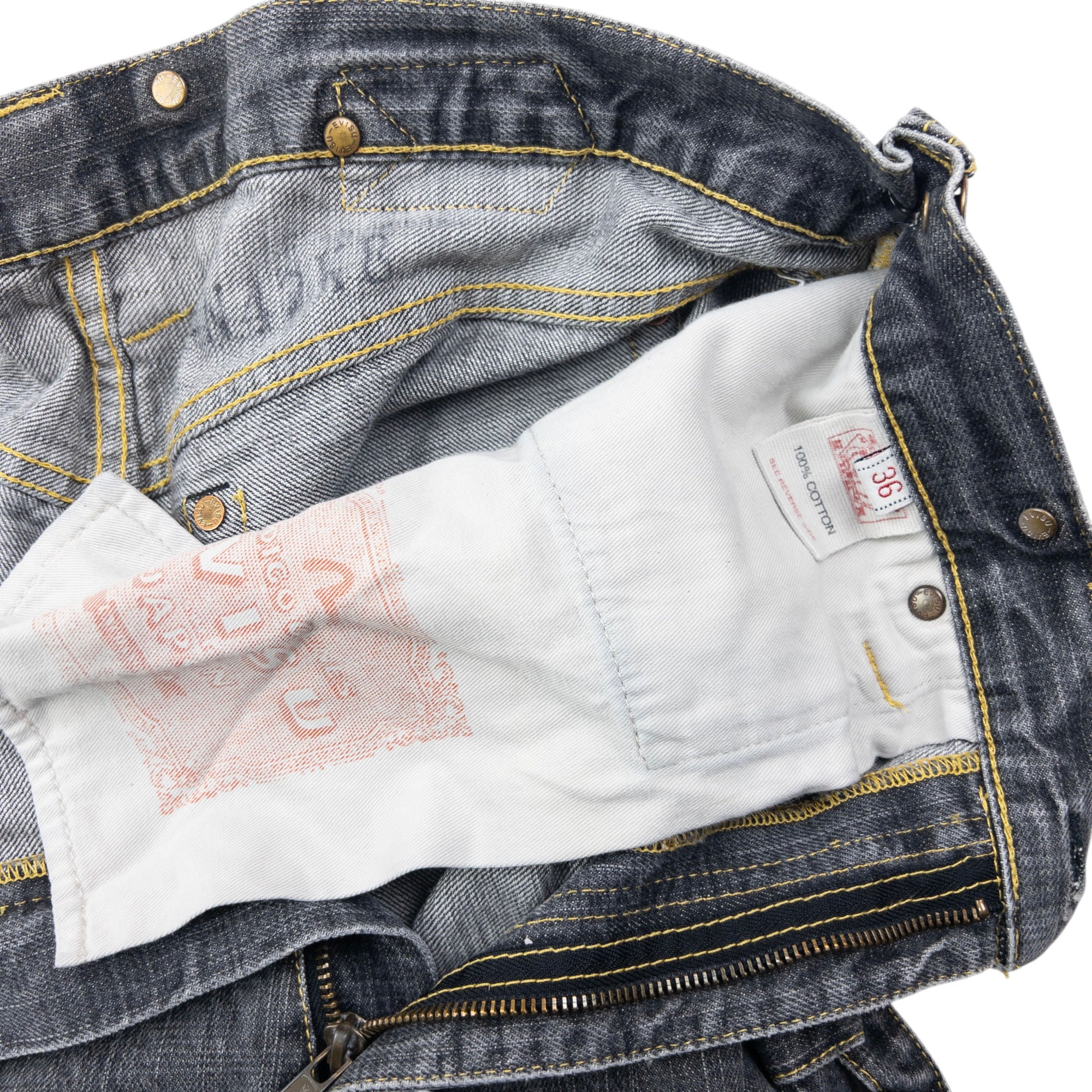 Vintage Evisu Embroidered Gull Bondage Zip Japanese Denim Jeans Size W33
