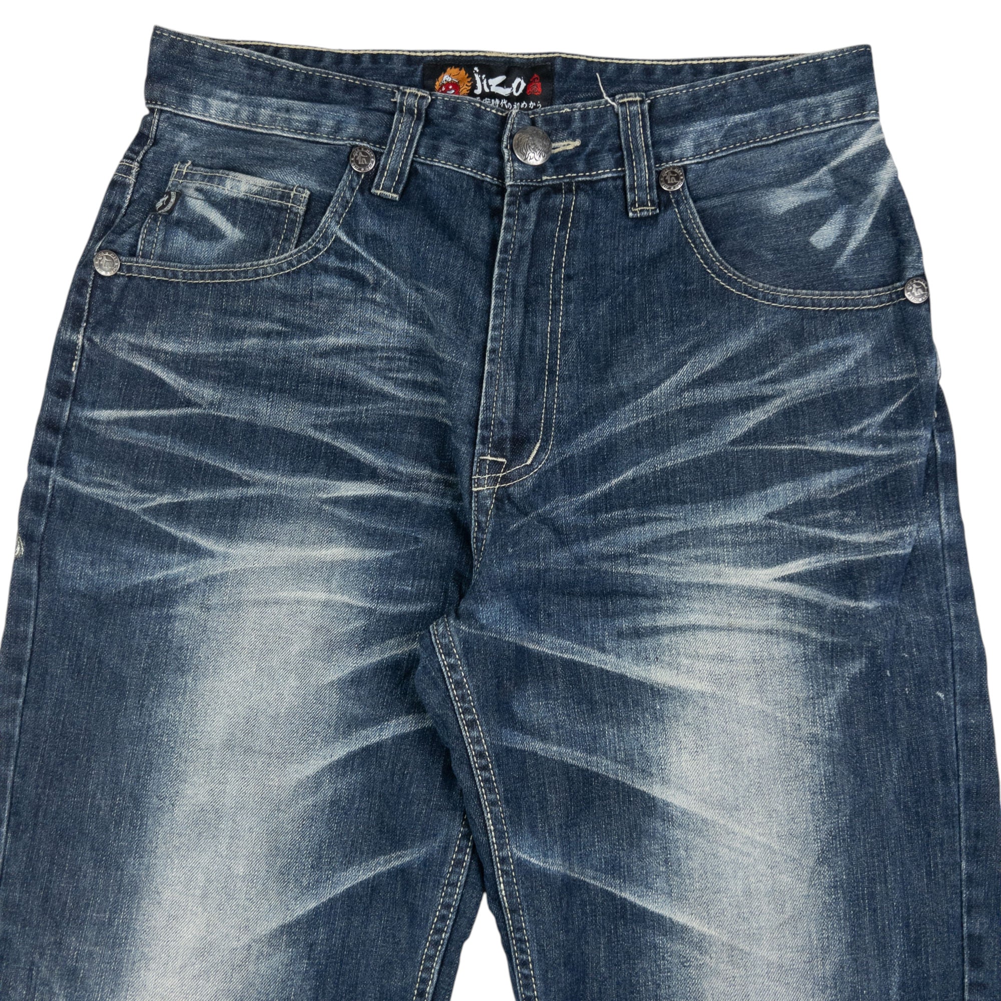 Vintage Jizo Bosatsu Embroidered Troll Japanese Denim Jeans Size W31