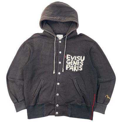 Vintage 2000s Evisu Genes Paris Embroidered Gull Text Button Up Hoodie Size M
