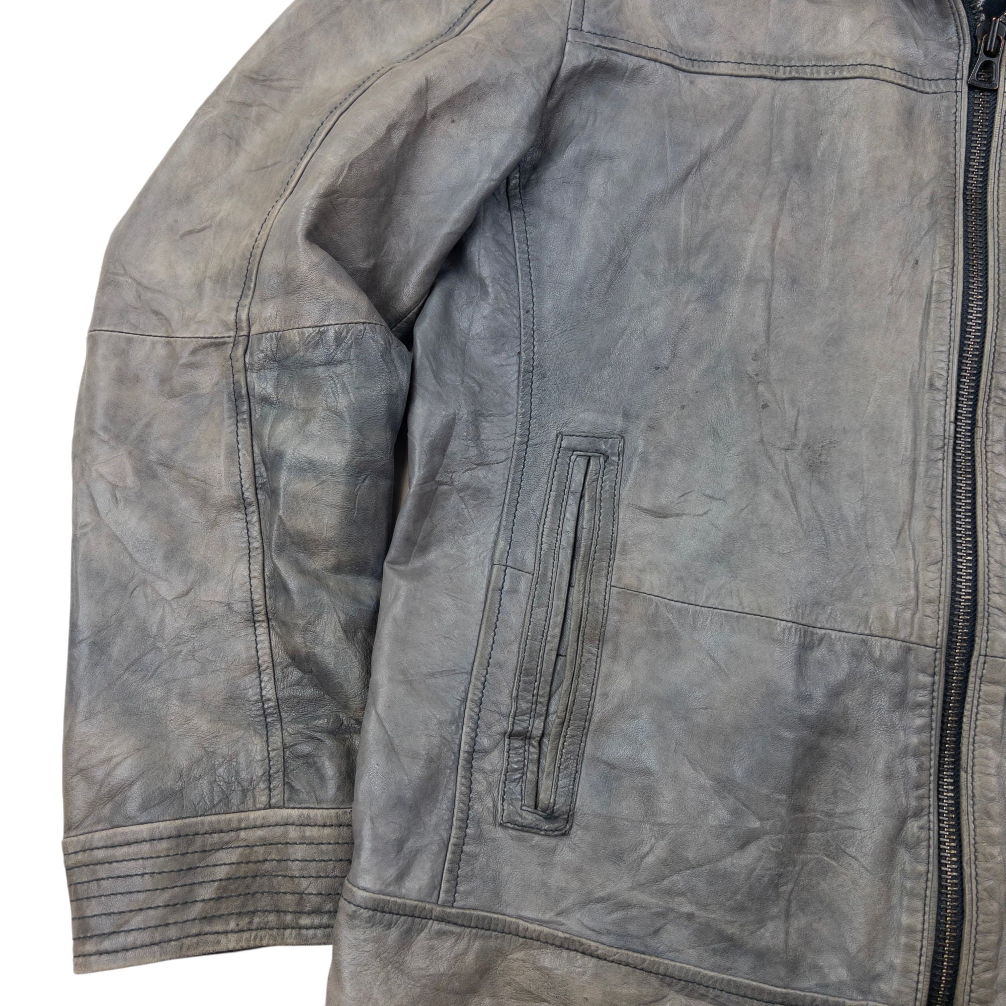 Vintage Hugo Boss Zip Up Leather Jacket Size M