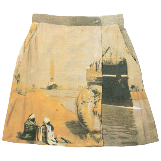 Vintage 80s Emporio Armani Landscape Print Wrap Skirt Womens Size W26