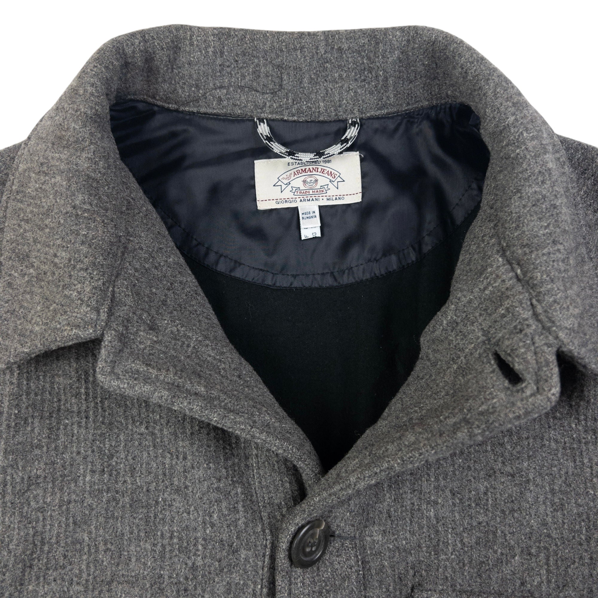 Vintage Armani Jeans Button Up Wool Jacket Size XL