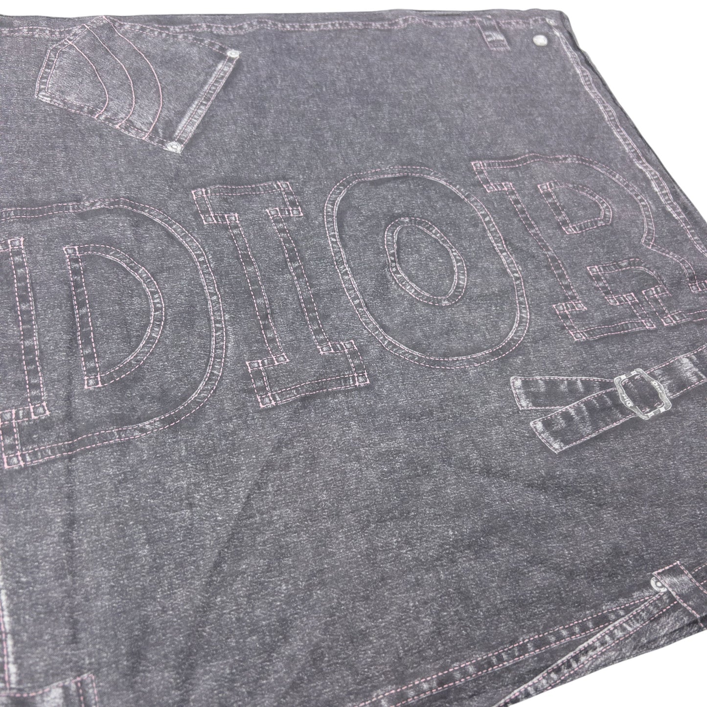 Vintage 2000s Dior By John Galliano Denim Print Silk Scarf
