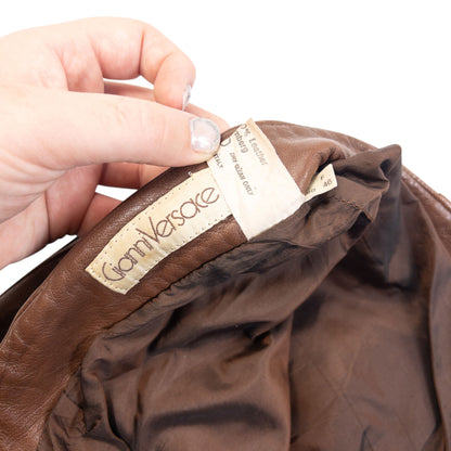 Vintage 90s Gianni Versace Leather Trousers in brown, photo 5
