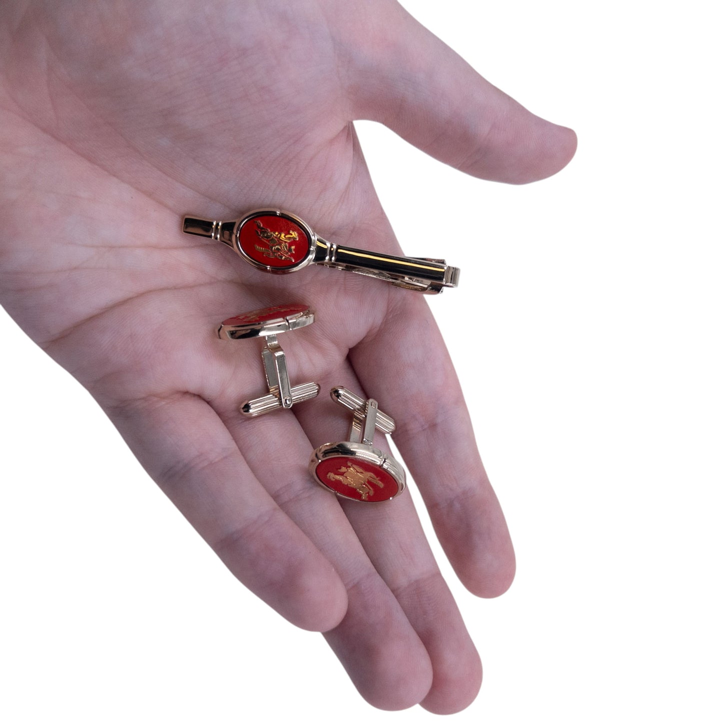 Vintage 90s Burberry Cufflinks & Tie Clip Set