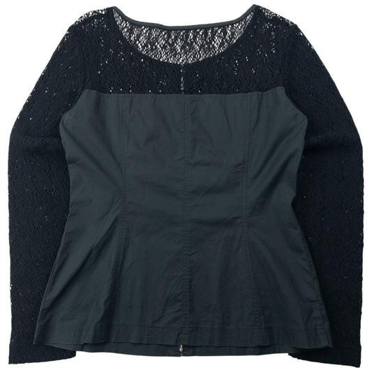 Vintage 80s Gaultier JUNIOR Lace Sleeve Top Womens Size S