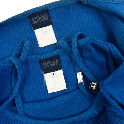 Vintage 2000s Versace Jeans Couture Ribbed Dress & Cardigan Set Womens Size S