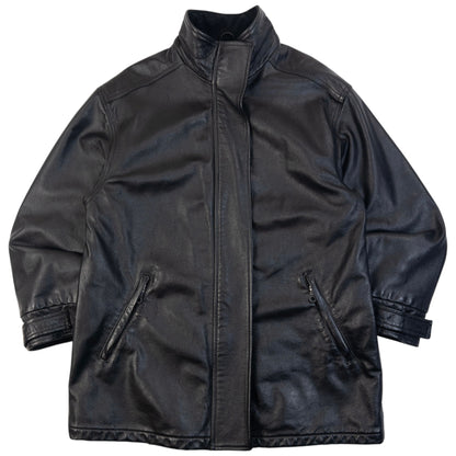 Vintage 90s Armani Jeans Zip Up Leather Jacket Size M