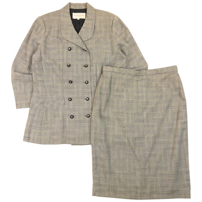 Vintage 90s Balenciaga Checkered Jacket & Skirt Suit Set Womens Size L