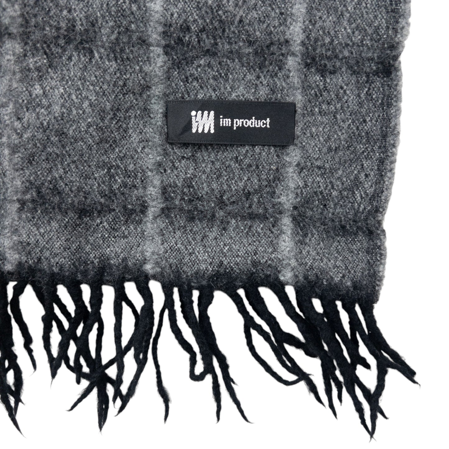 Vintage 2000s Issey Miyake Checkered Wool Tassel Scarf