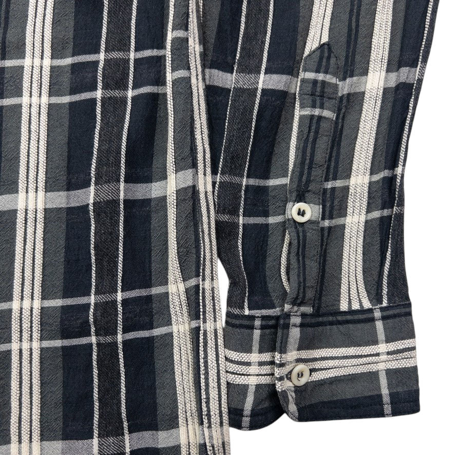 Vintage Armani Jeans Checkered Long Sleeve Button Up Shirt Size M