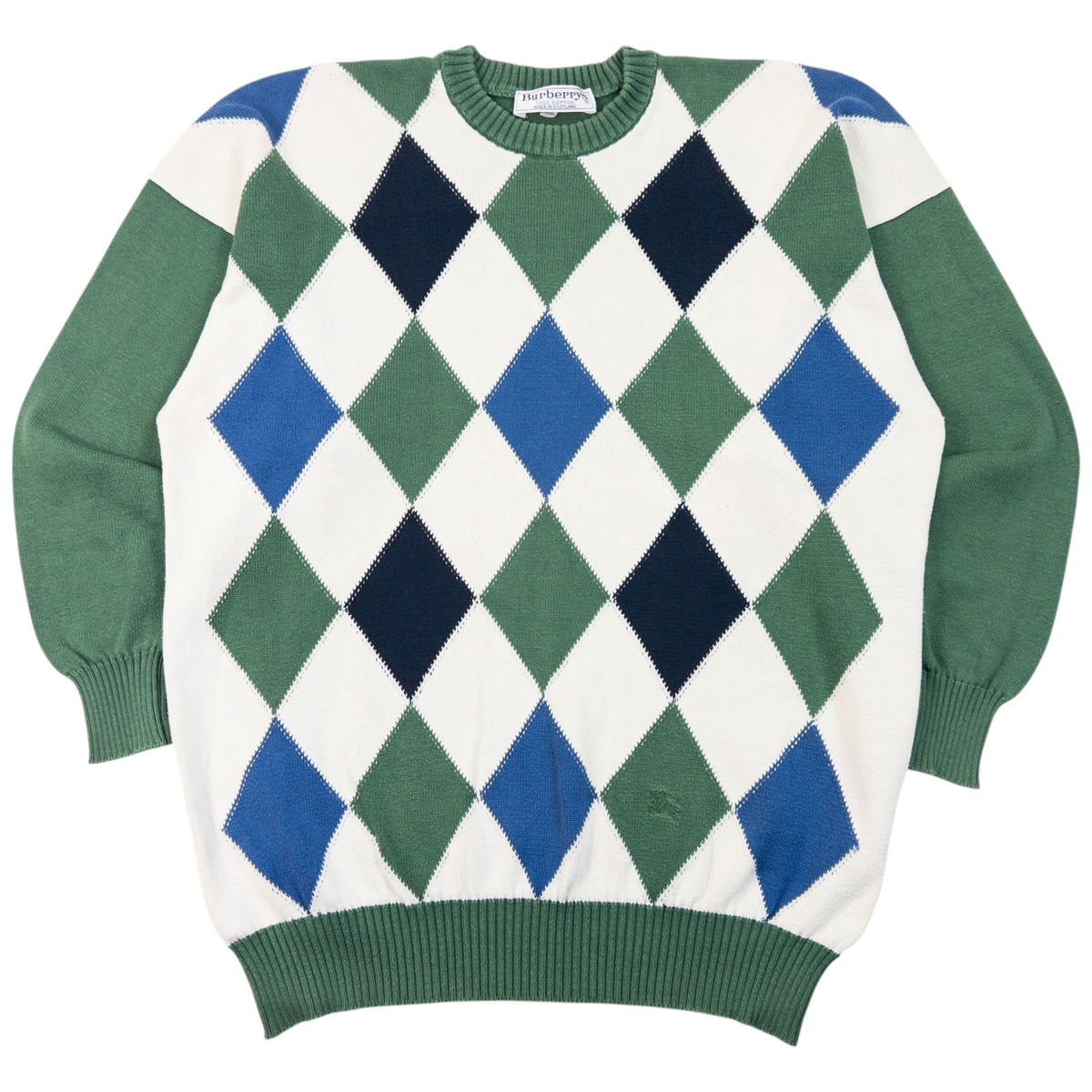 Vintage 90s Burberry Argyle Pattern Jumper Size M